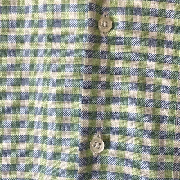 Neiman Markus wrinkle free blue green gingham checkered button up causal shirt - Picture 3 of 16